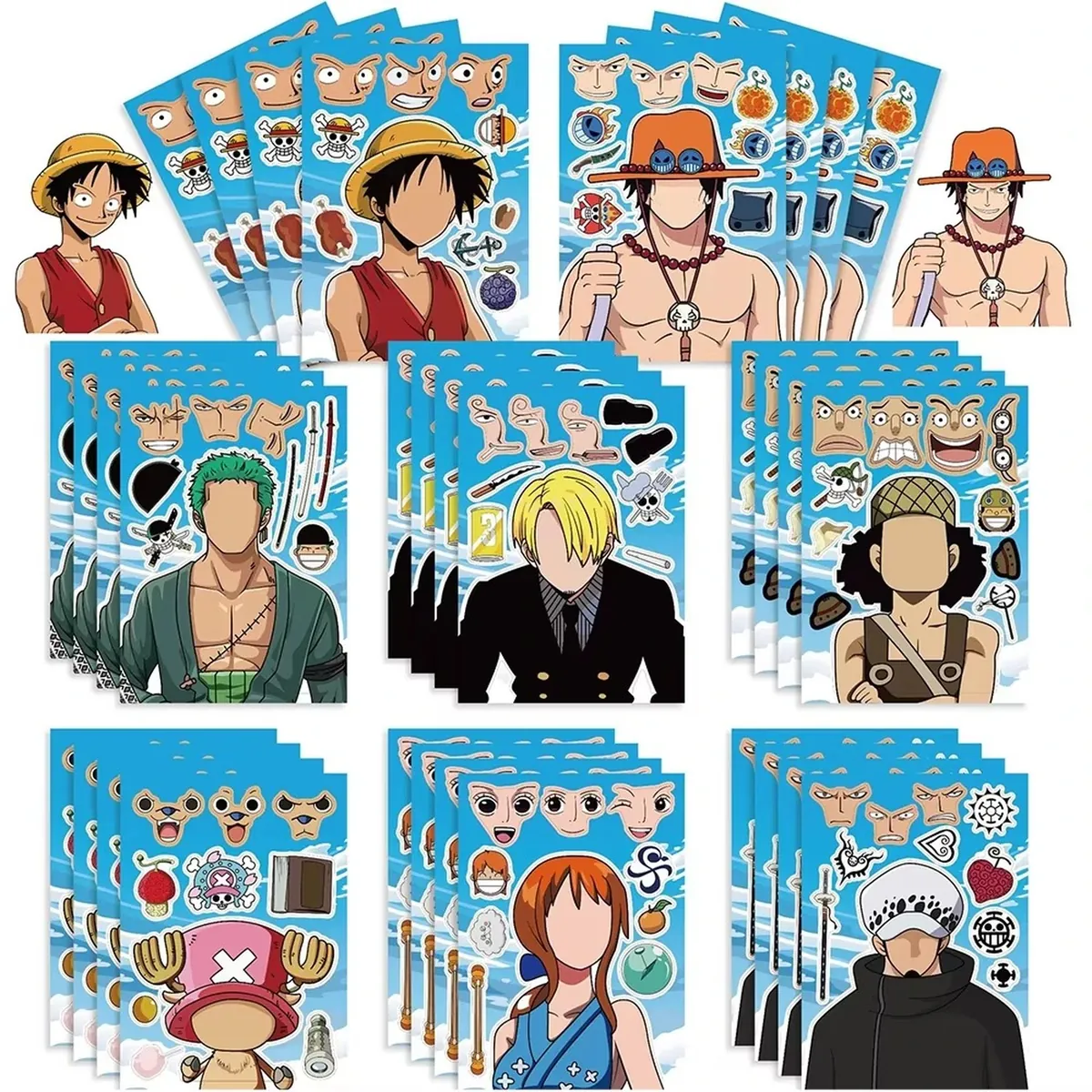 Adornos para pastel de One Piece y artículos para fiesta – calcomanías, set de 8