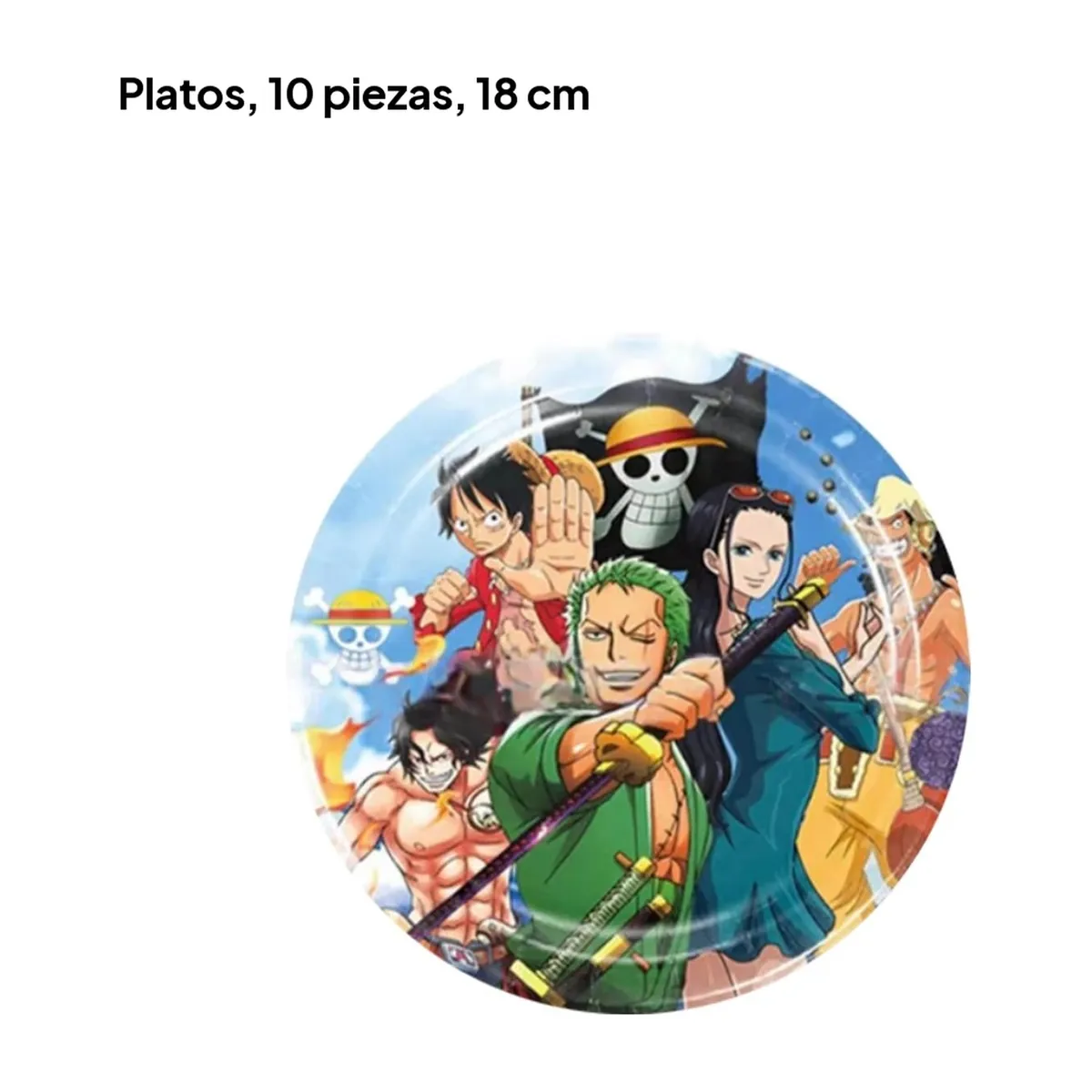 Adornos para pastel de One Piece y artículos para fiesta – platos de 7 pulgadas, set de 10