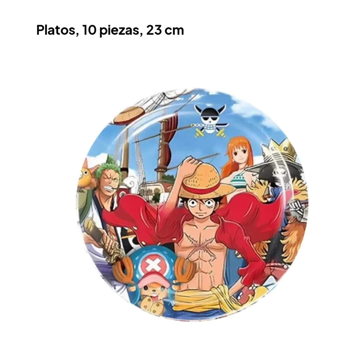 Adornos para pastel de One Piece y artículos para fiesta – platos de 9 pulgadas, set de 10