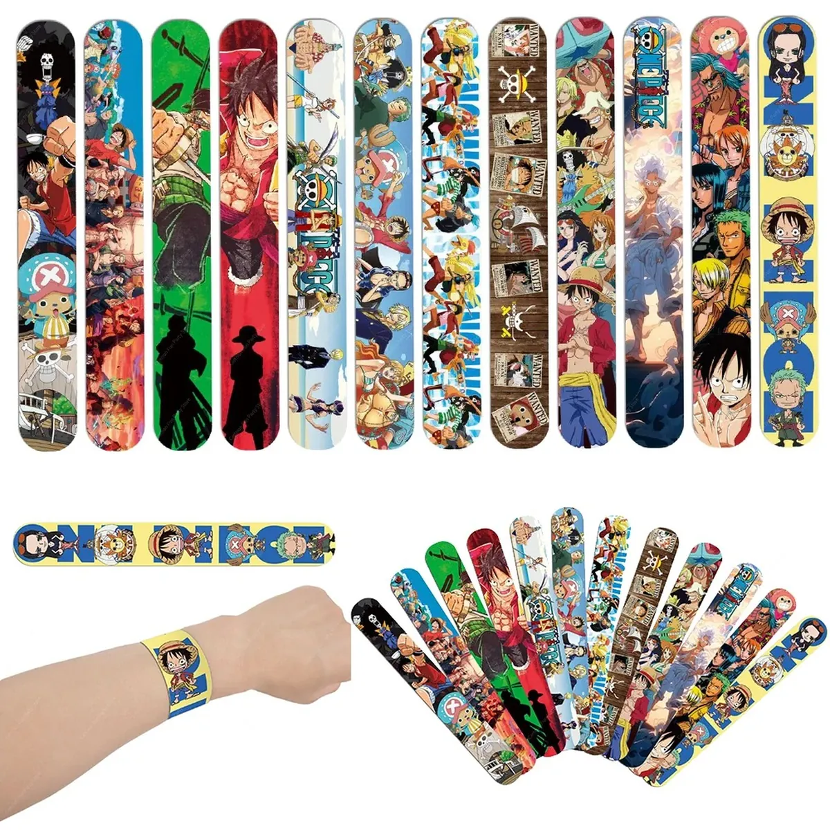 Adornos para pastel de One Piece y artículos para fiesta – pulseras de golpe, set de 12