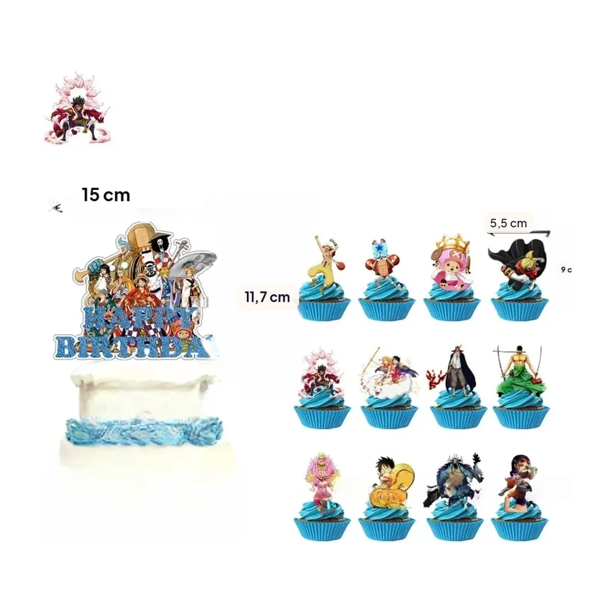 Adornos para pastel de One Piece para cupcakes y cumpleaños – vue 4