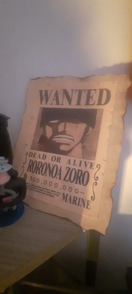 Foto de un comprador: Póster de Zoro y Luffy con recompensa, tela sin marco hasta 55 × 80 cm