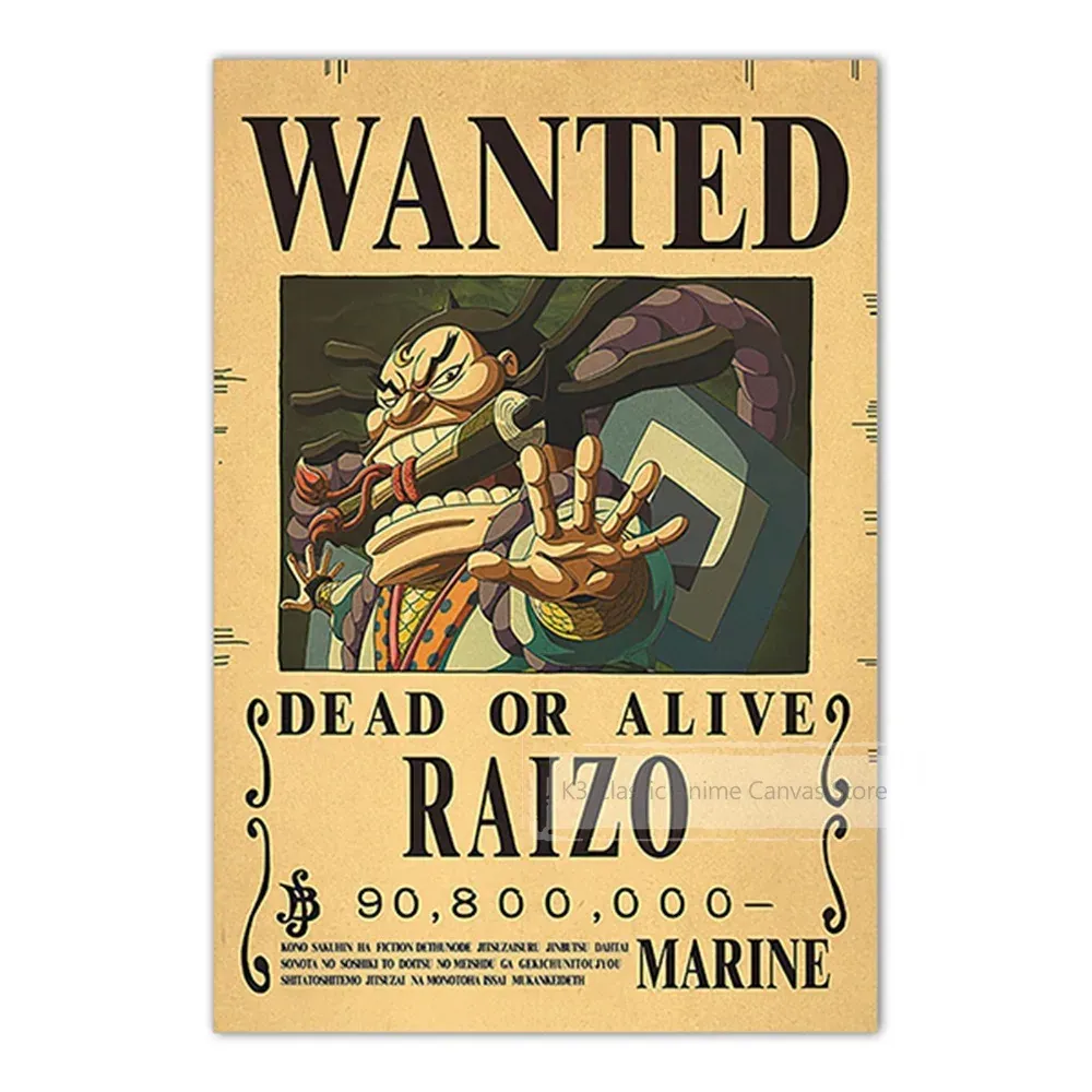 Anime One Piece Luffy 3 mil millones Zoro Bounty – k3 135 23 / a2 frameless, 42 × 60 cm