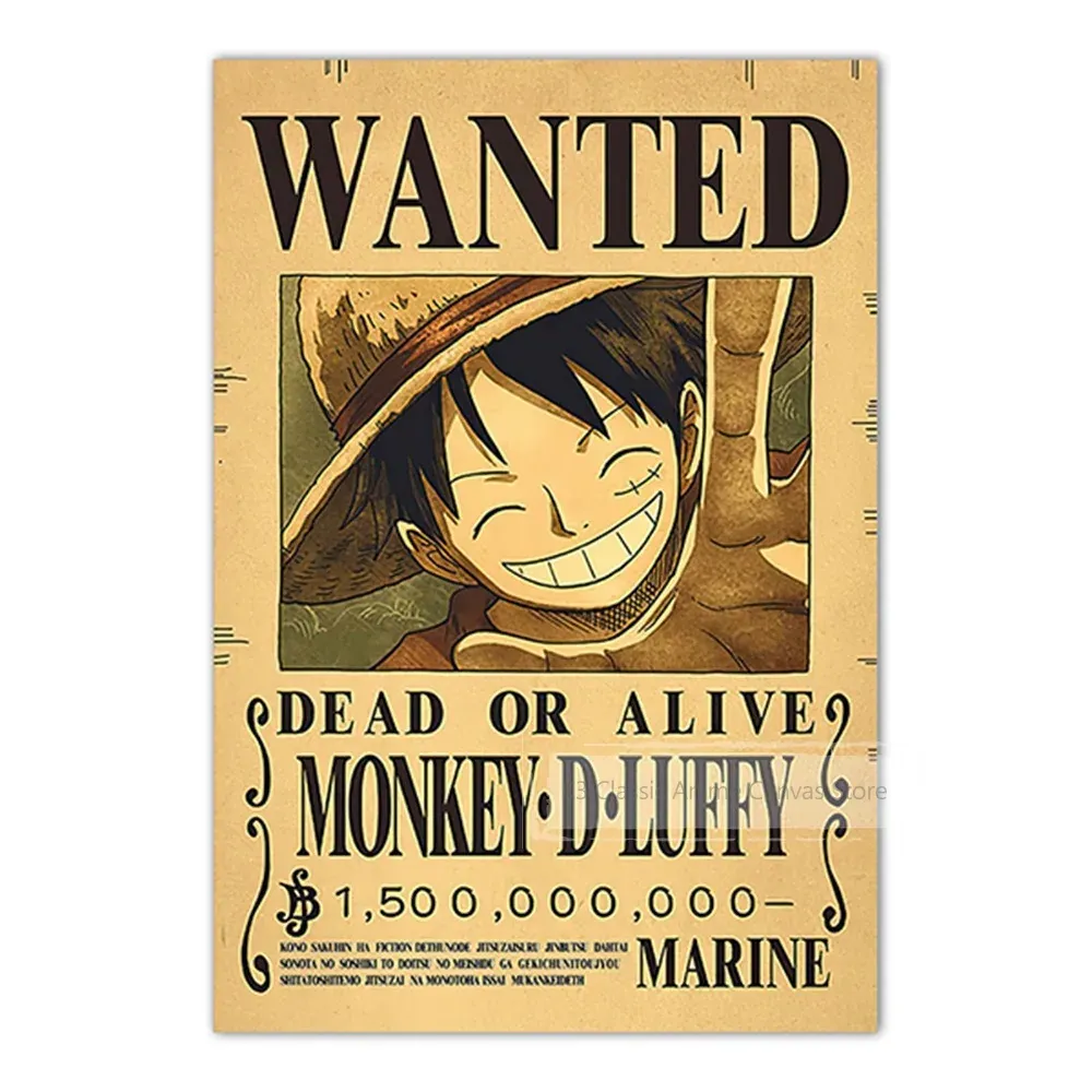Anime One Piece Luffy 3 mil millones Zoro Bounty – k3 135 1 / a2 frameless, 42 × 60 cm