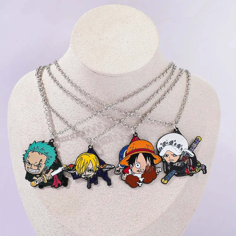 Collar con colgante de esmalte de One Piece: Luffy, Zoro, Sanji