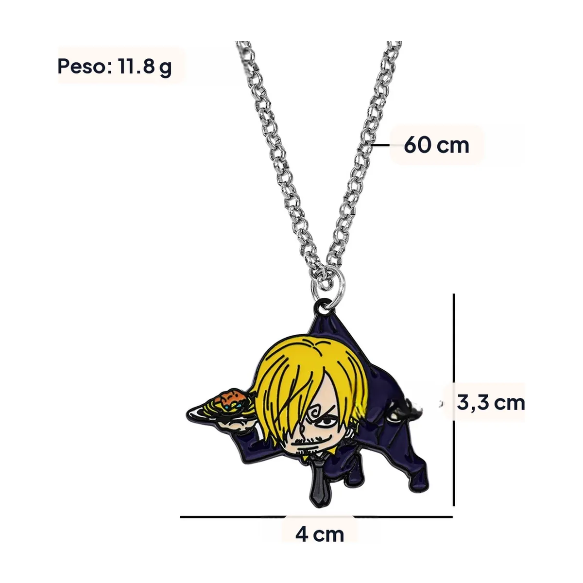 Collar con colgante de esmalte de One Piece: Luffy, Zoro, Sanji – modelo 1