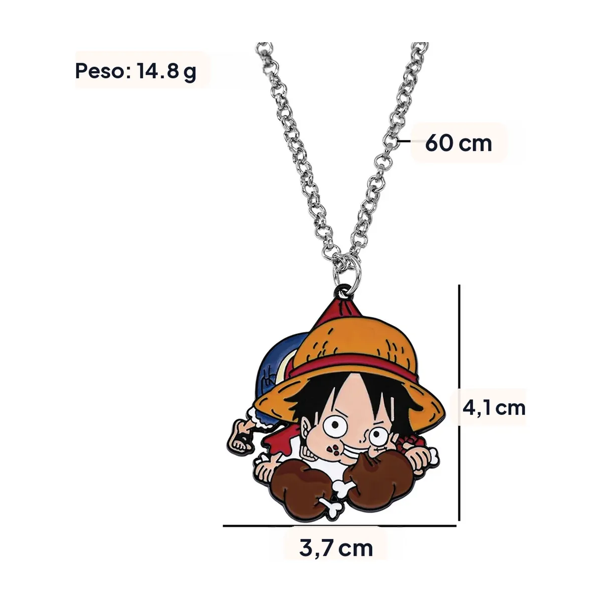 Collar con colgante de esmalte de One Piece: Luffy, Zoro, Sanji – modelo 2