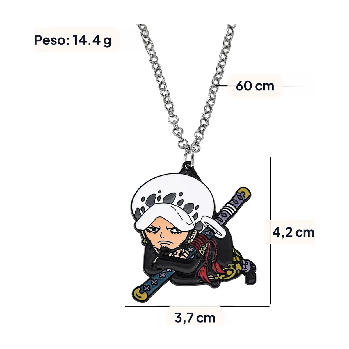 Collar con colgante de esmalte de One Piece: Luffy, Zoro, Sanji – modelo 3