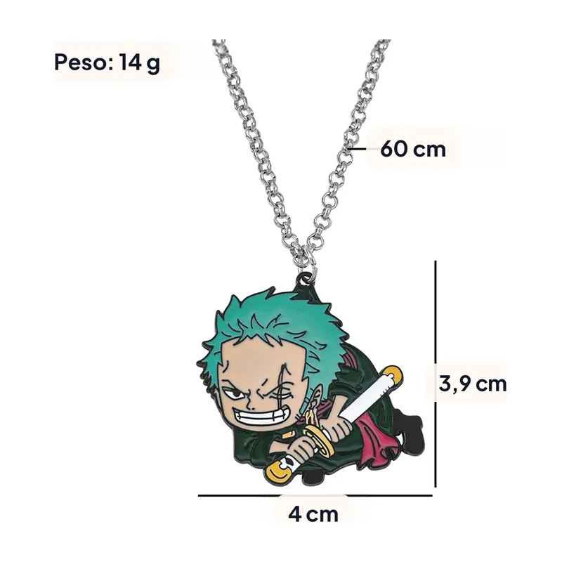 Collar con colgante de esmalte de One Piece: Luffy, Zoro, Sanji – Mantenlo seco