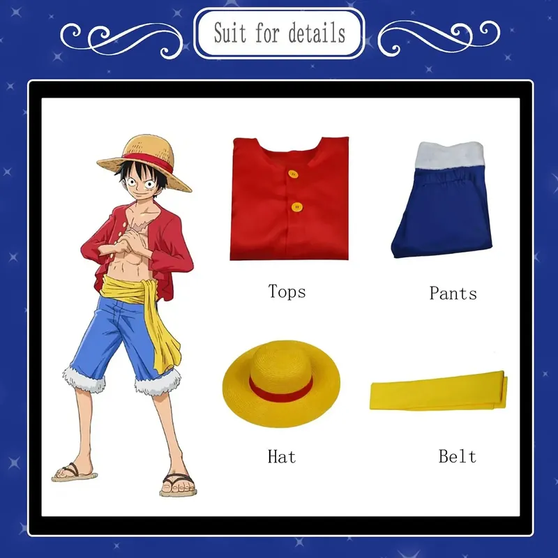 Disfraz de Luffy de Monkey D. Luffy: traje y sombrero – Disfrázate
