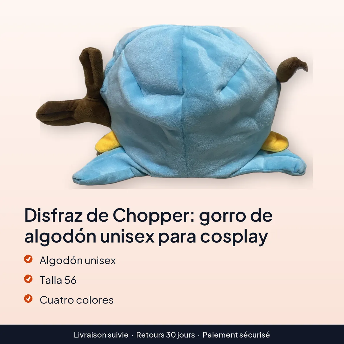 Disfraz de Chopper: gorro de algodón unisex para cosplay : algodón unisex, talla 56, cuatro colores