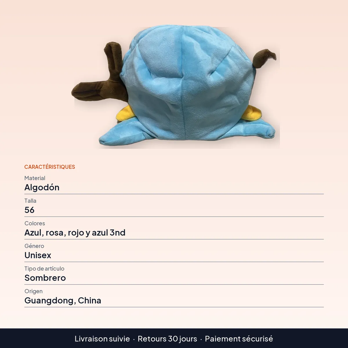 Disfraz de Chopper: gorro de algodón unisex para cosplay : caractéristiques