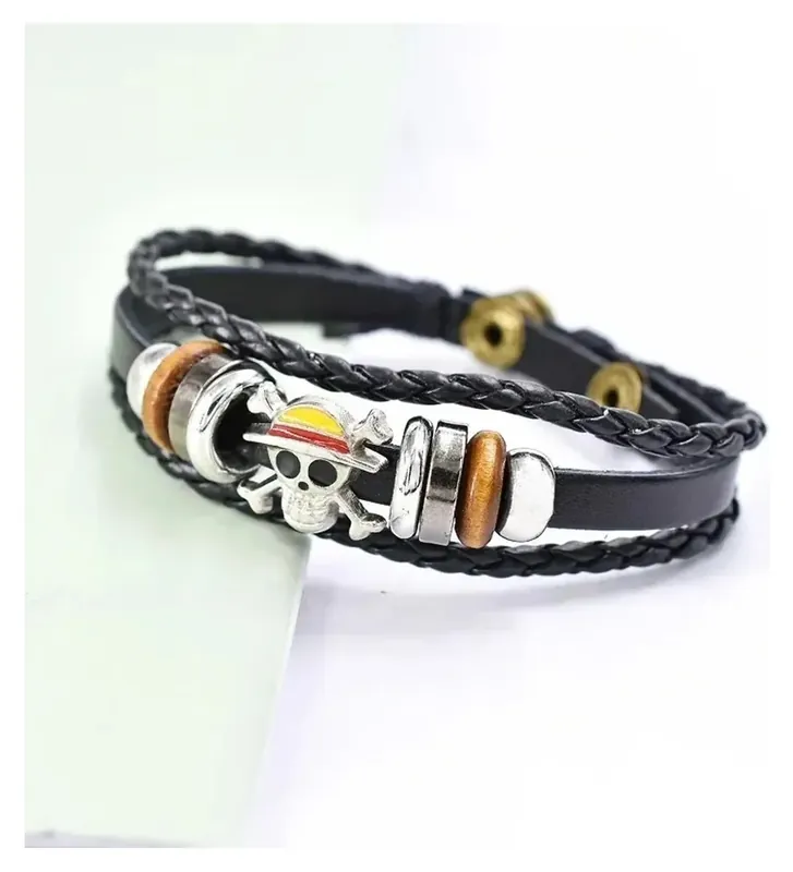 Disfraz de Luffy: pulsera de piel sintética con broches