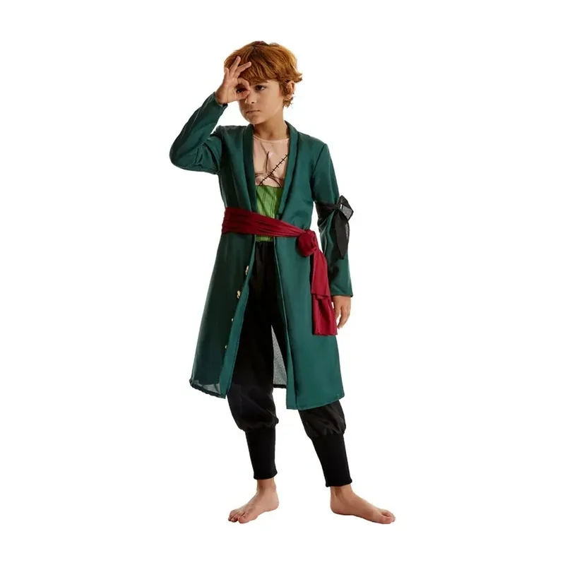Disfraz de Zoro para niños, chaqueta de cosplay de poliéster – Tallas por edad