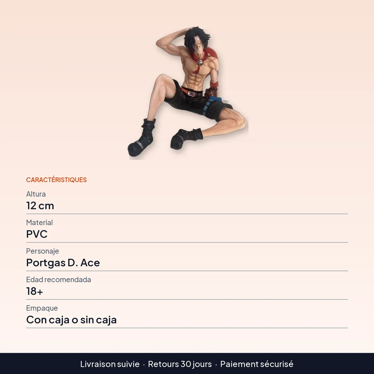 Figura de Ace de One Piece de 12 cm en PVC, con o sin caja : caractéristiques