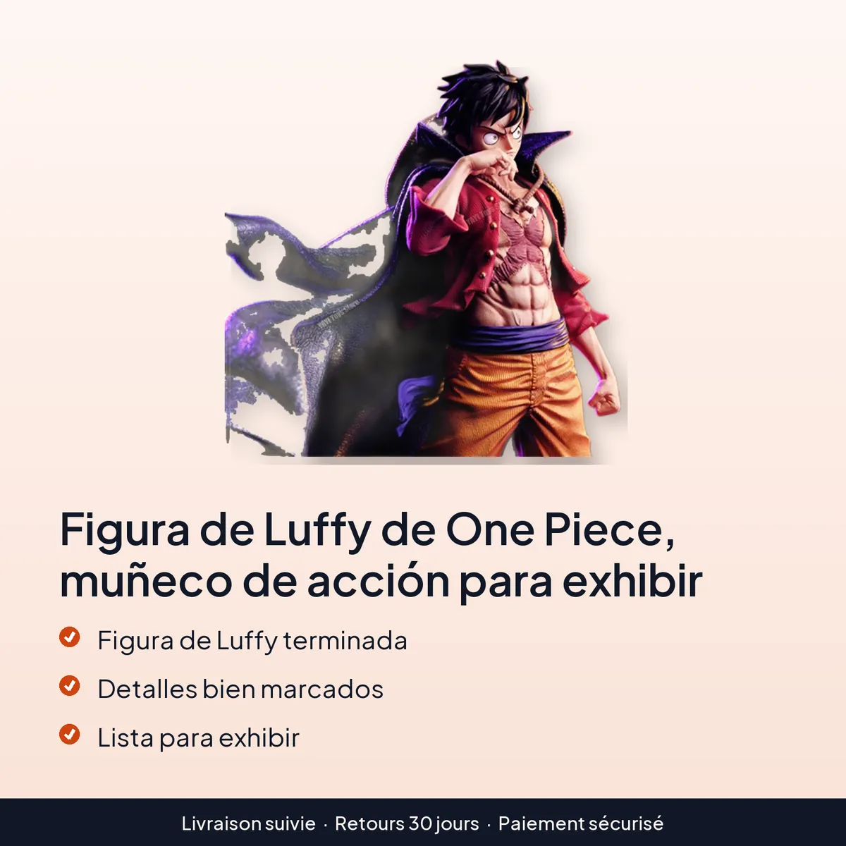 Figura de Luffy de One Piece, muñeco de acción para exhibir : figura de luffy terminada, detalles bien marcados, lista para exhibir