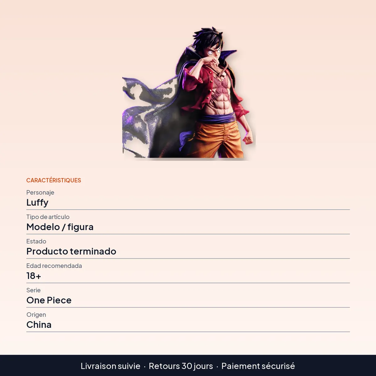 Figura de Luffy de One Piece, muñeco de acción para exhibir : caractéristiques