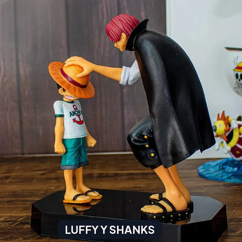 Figura de Luffy y Shanks con sombrero de paja, PVC de 18 cm – Llega en tres piezas