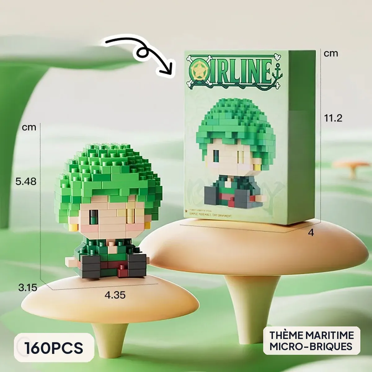 Figura de One Piece 3D de mini ladrillos para armar y exhibir – vue 4