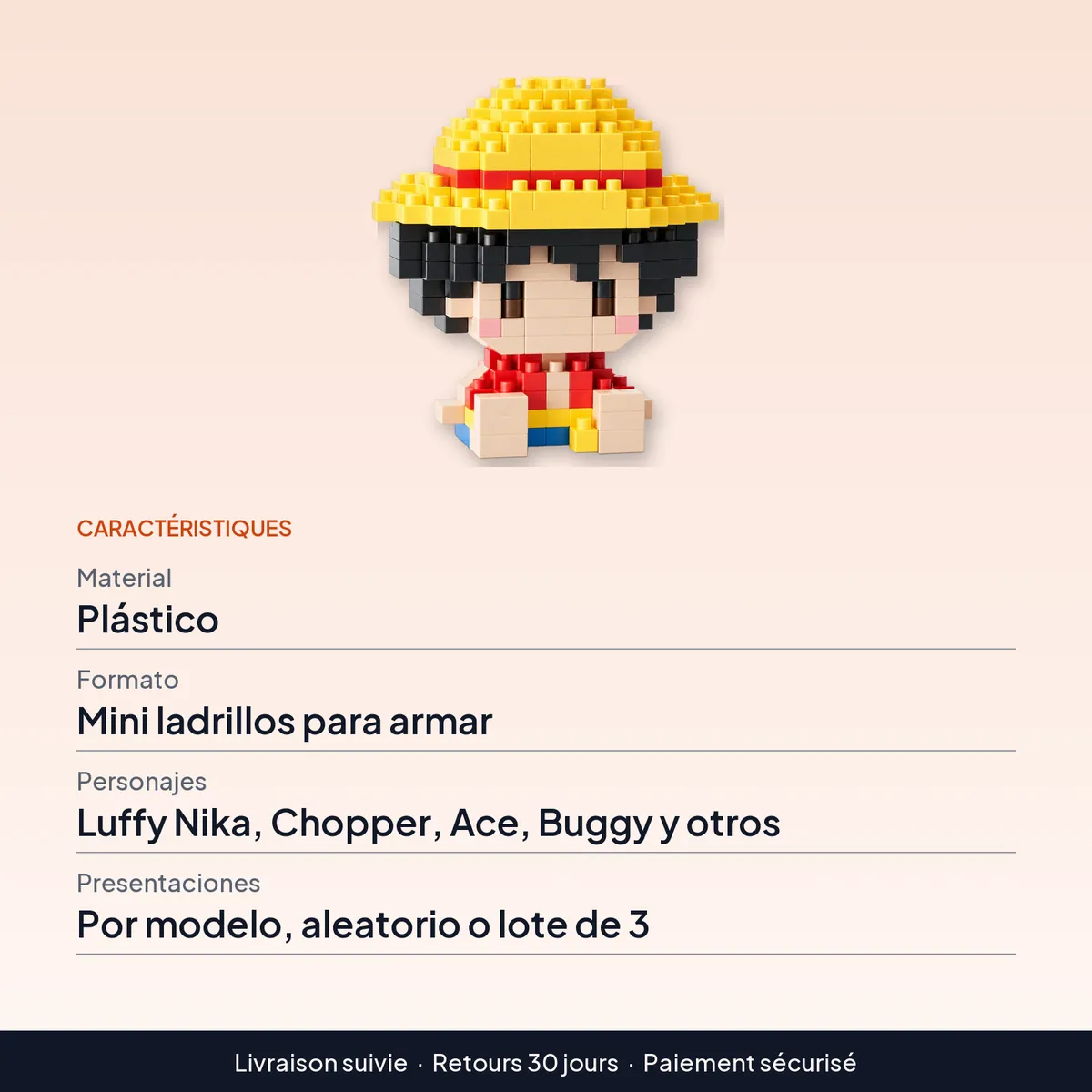 Figura de One Piece 3D de mini ladrillos para armar y exhibir : caractéristiques