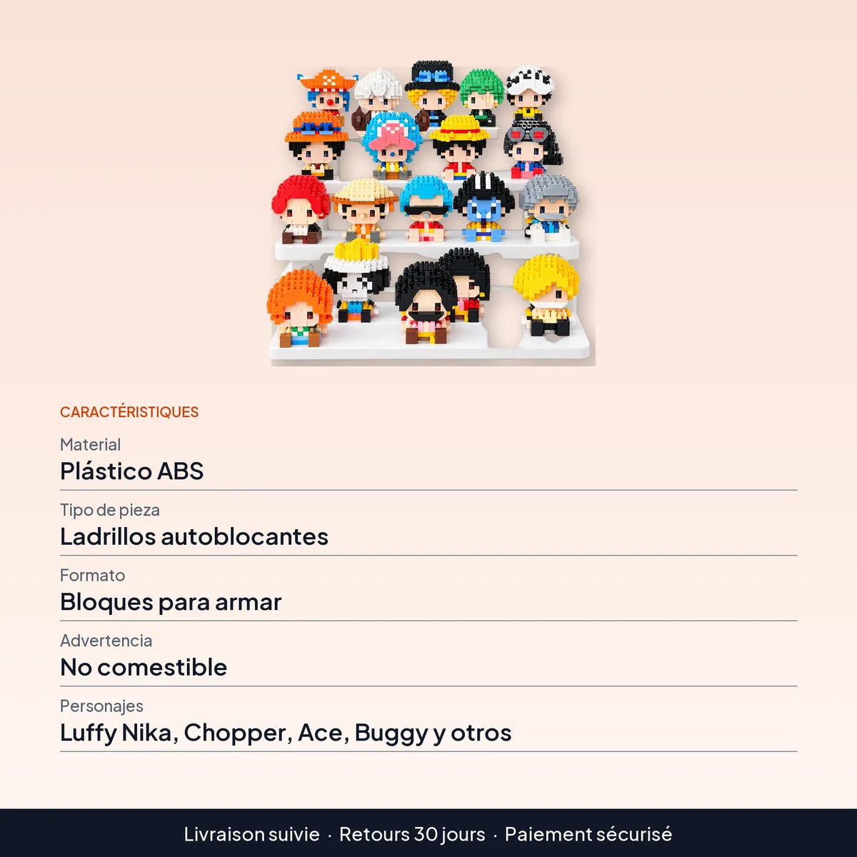 Figura de One Piece armable con bloques micro, Nika y más : caractéristiques