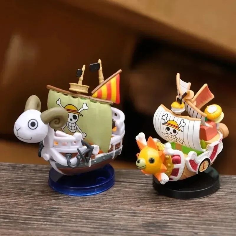 Figura de One Piece chibi: barco Thousand Sunny o Going Merry 7 cm – Goma flexible, velas con pliegues