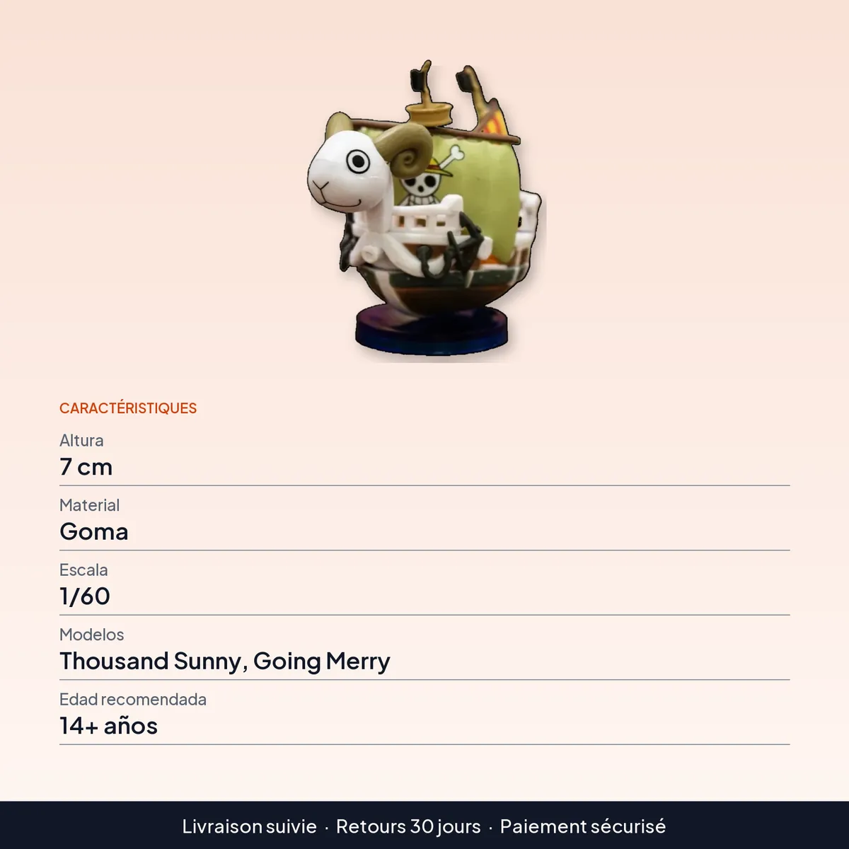 Figura de One Piece chibi: barco Thousand Sunny o Going Merry 7 cm : caractéristiques