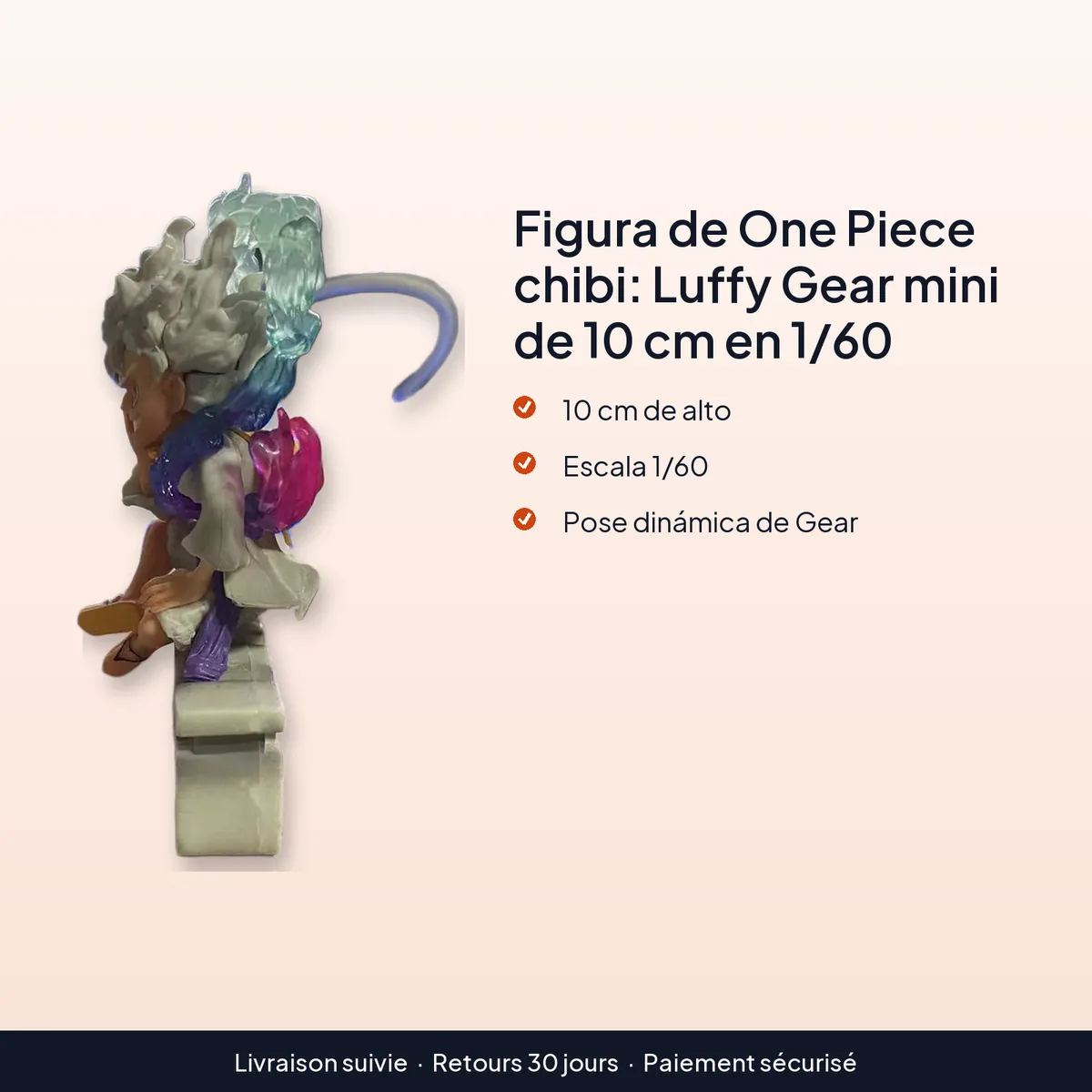 Figura de One Piece chibi: Luffy Gear mini de 10 cm en 1/60 : 10 cm de alto, escala 1/60, pose dinámica de gear