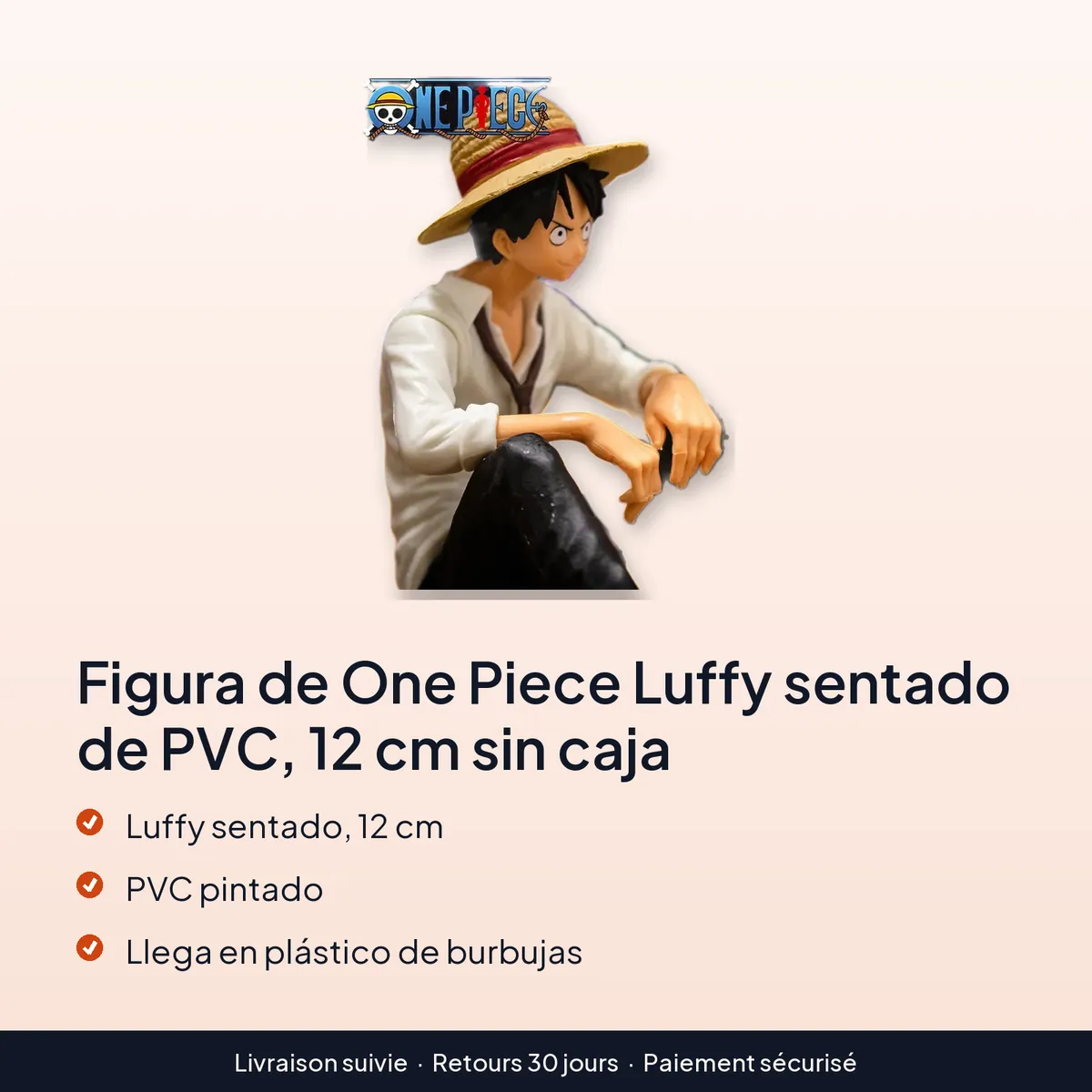 Figura de One Piece Luffy sentado de PVC, 12 cm sin caja : luffy sentado, 12 cm, pvc pintado, llega en plástico de burbujas