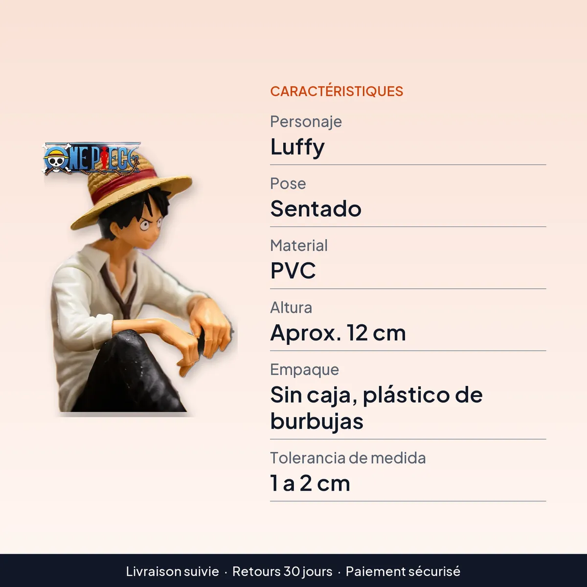Figura de One Piece Luffy sentado de PVC, 12 cm sin caja : caractéristiques