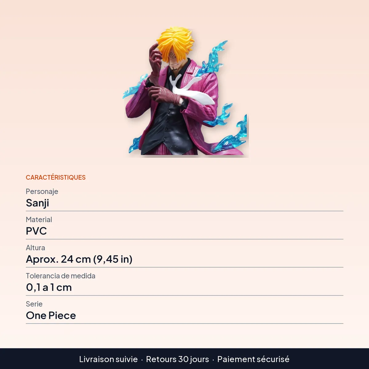 Figura de Sanji de PVC de 24 cm, adorno de escritorio One Piece : caractéristiques