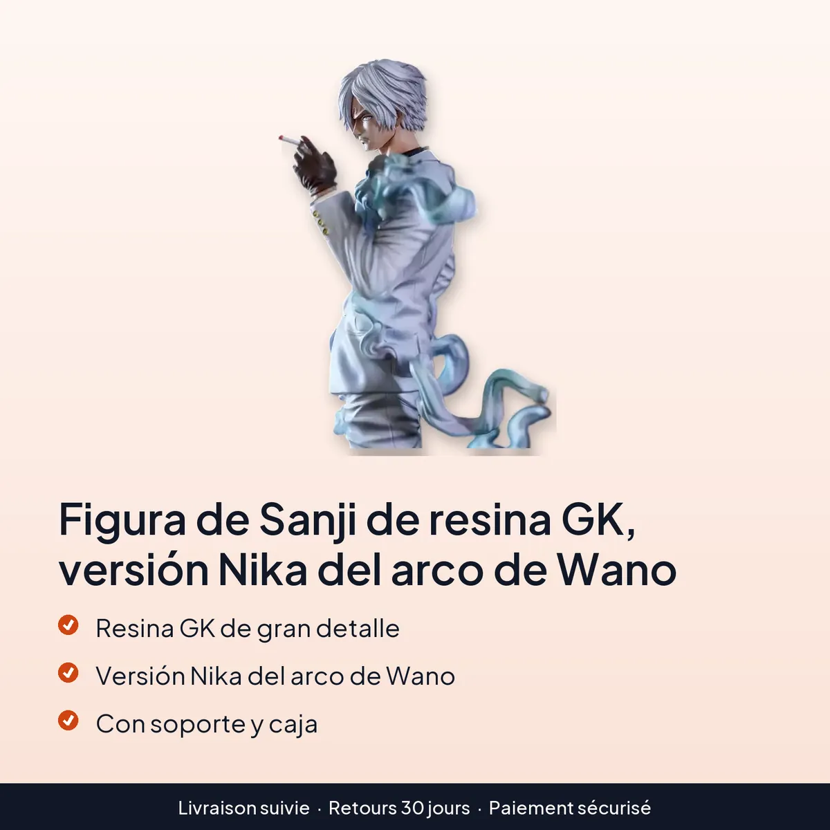 Figura de Sanji de resina GK, versión Nika del arco de Wano : resina gk de gran detalle, versión nika del arco de wano, con soporte y caja