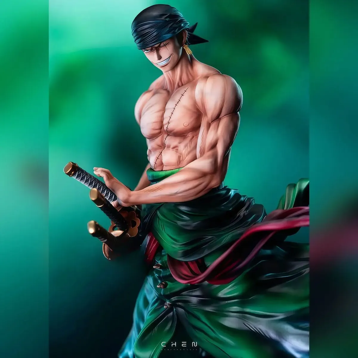Figura de Zoro de PVC GK de 28 cm para decorar tu escritorio – vue 3
