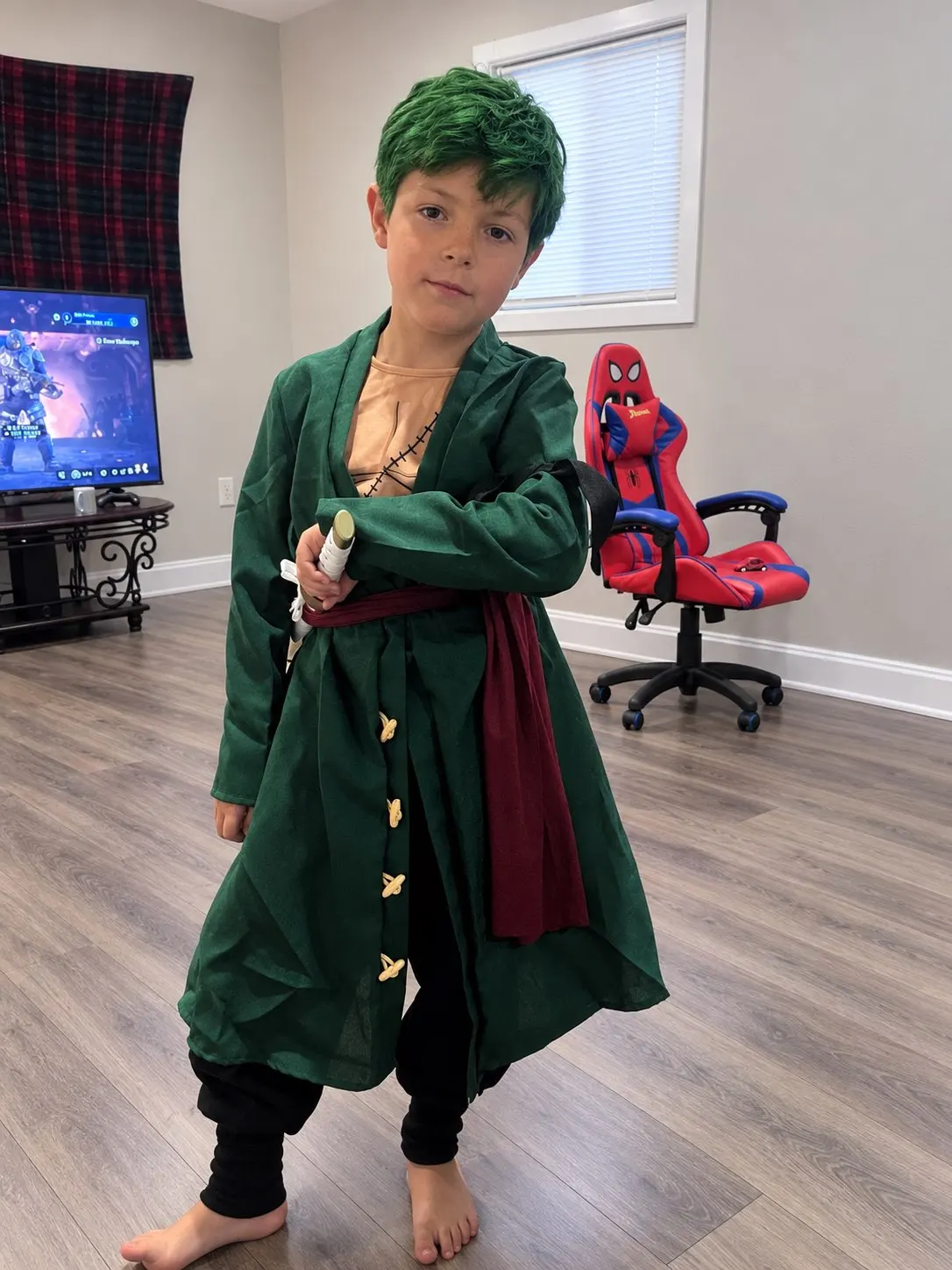Foto de un comprador: Disfraz de Zoro para niños, chaqueta de cosplay de poliéster