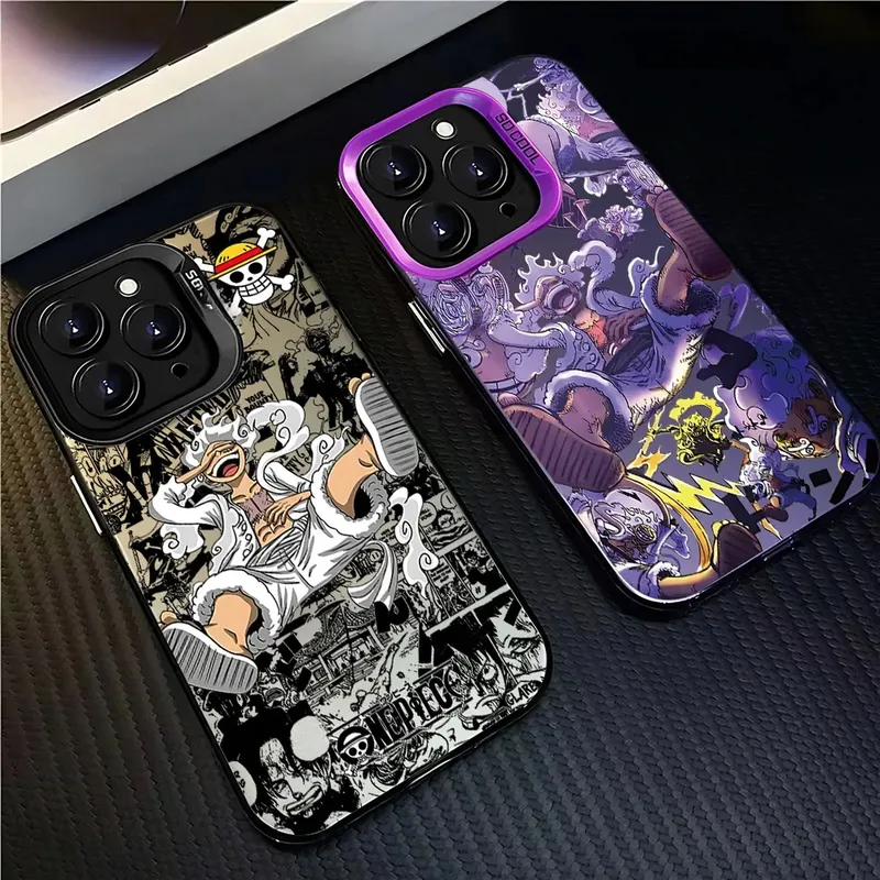 Funda de teléfono con diseño de anime One Piece, trasera mate – Antigolpes y de silicona