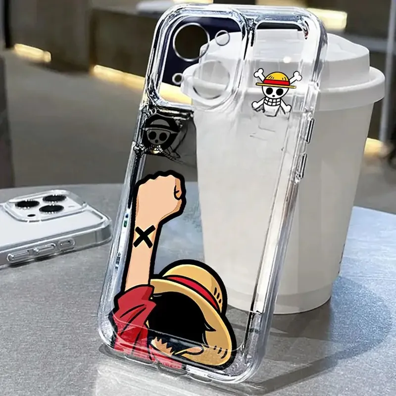 Funda transparente suave para celular iPhone con Luffy y Zoro
