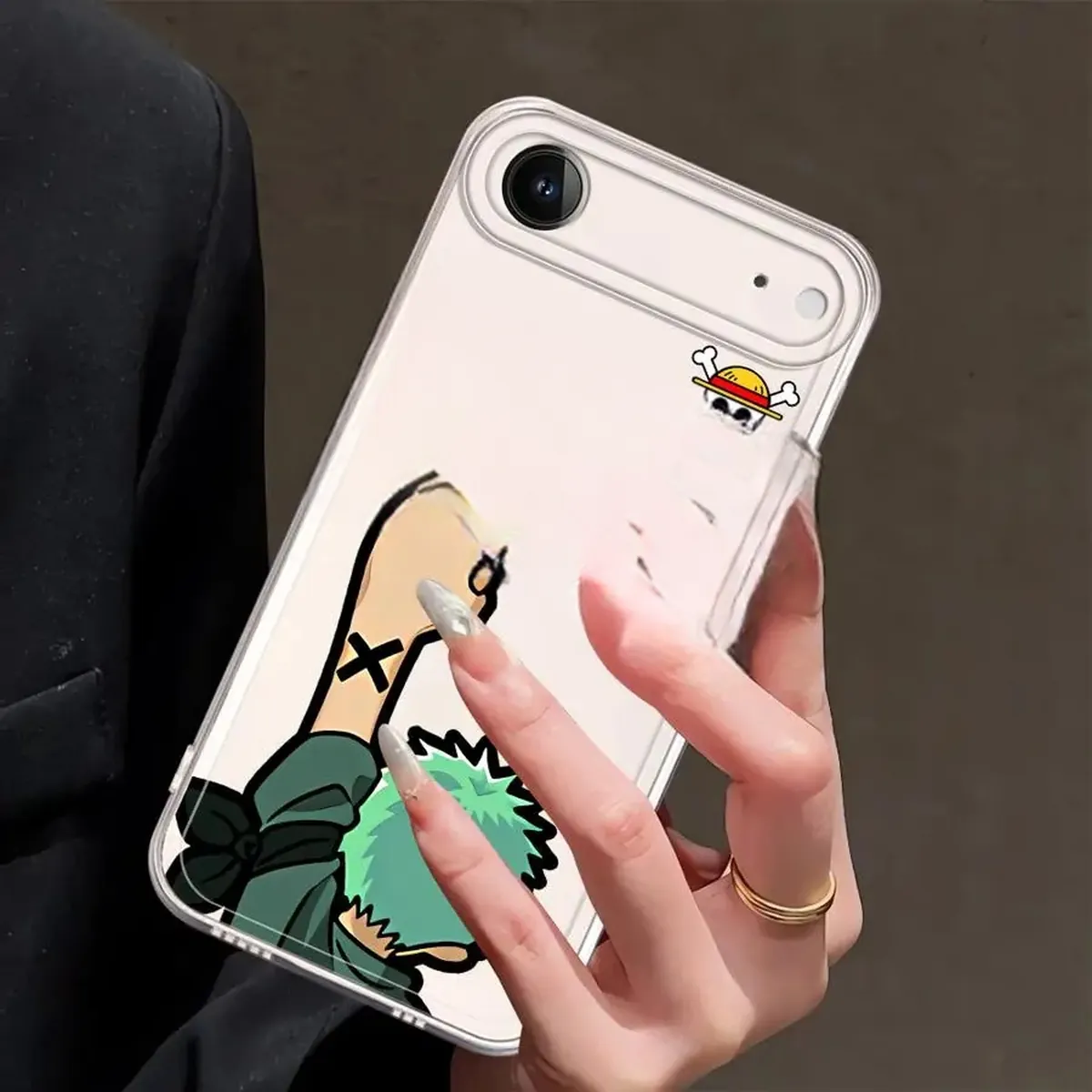 Funda transparente suave para celular iPhone con Luffy y Zoro – vue 3