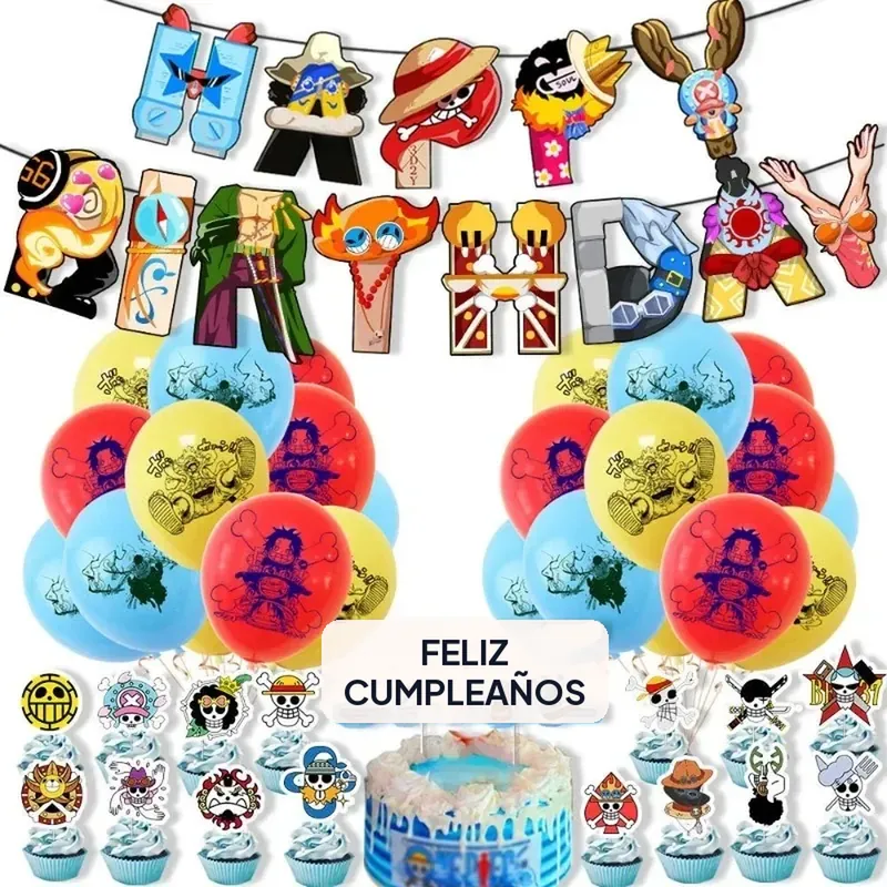 Globos de One Piece para fiesta con banner y adorno de pastel – Sin medidas, a decidir con las fotos
