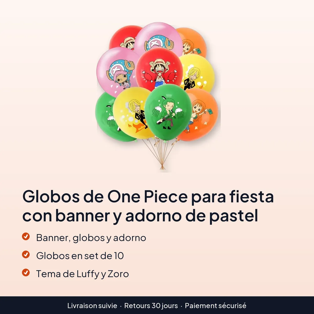 Globos de One Piece para fiesta con banner y adorno de pastel : banner, globos y adorno, globos en set de 10, tema de luffy y zoro