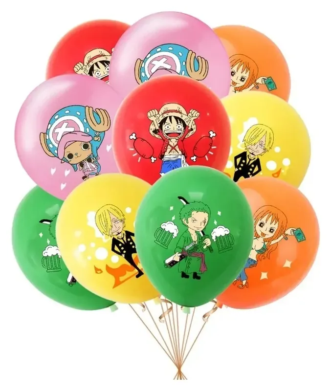 Globos de One Piece para fiesta con banner y adorno de pastel