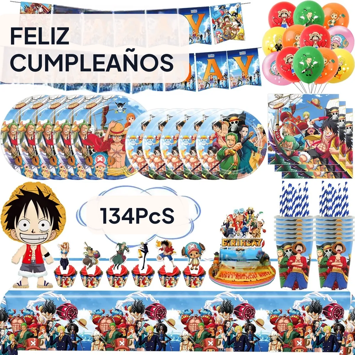 Globos de One Piece: kit de decoración para fiesta de cumpleaños – vue 2