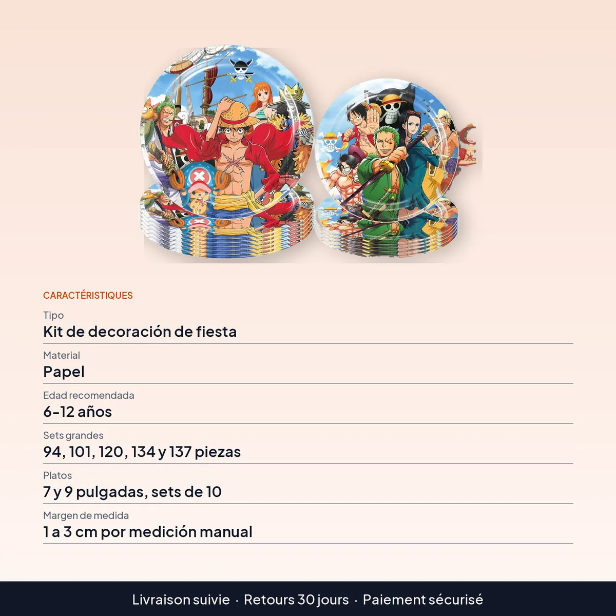 Globos de One Piece: kit de decoración para fiesta de cumpleaños : caractéristiques