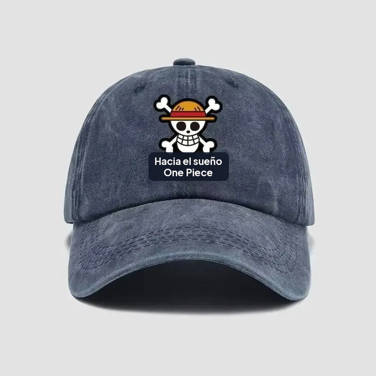 Gorra de béisbol de algodón suave con estampado de One Piece – azul marino