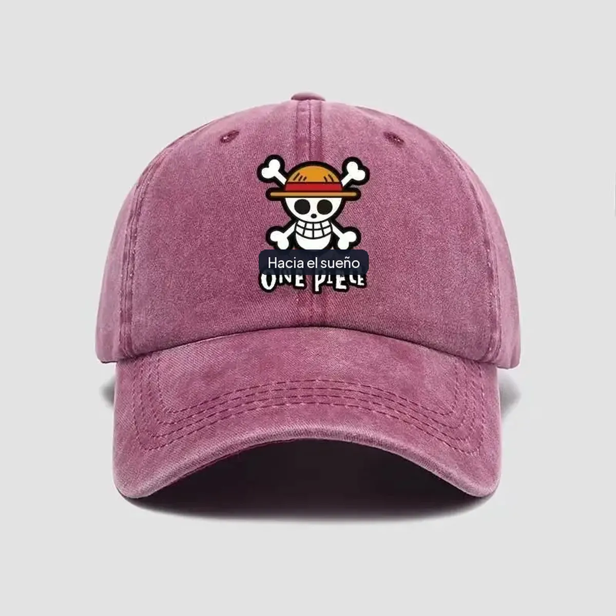 Gorra de béisbol de algodón suave con estampado de One Piece – vino