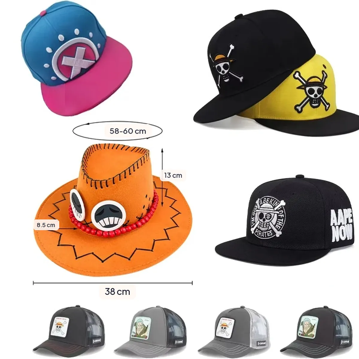 Gorra de béisbol con estampado de Luffy y Chopper, ajustable – vue 2