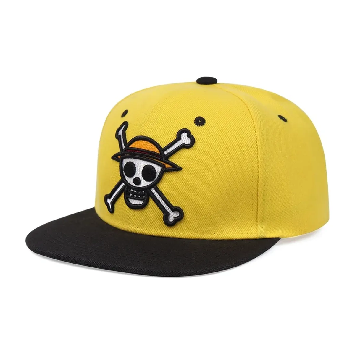 Gorra de béisbol con estampado de Luffy y Chopper, ajustable – amarillo