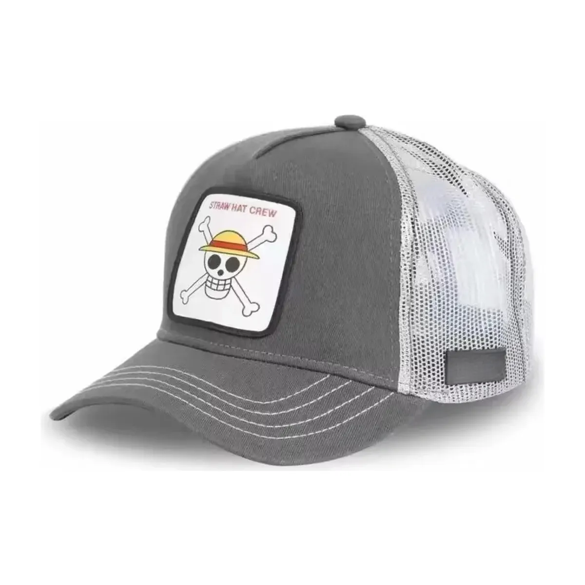 Gorra de béisbol con estampado de Luffy y Chopper, ajustable – gris calavera