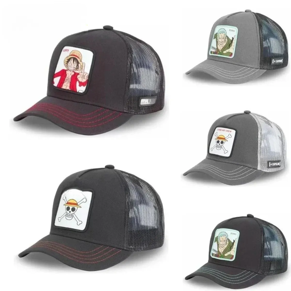 Gorra de béisbol de malla con sombrero de paja de Luffy, snapback – vue 2
