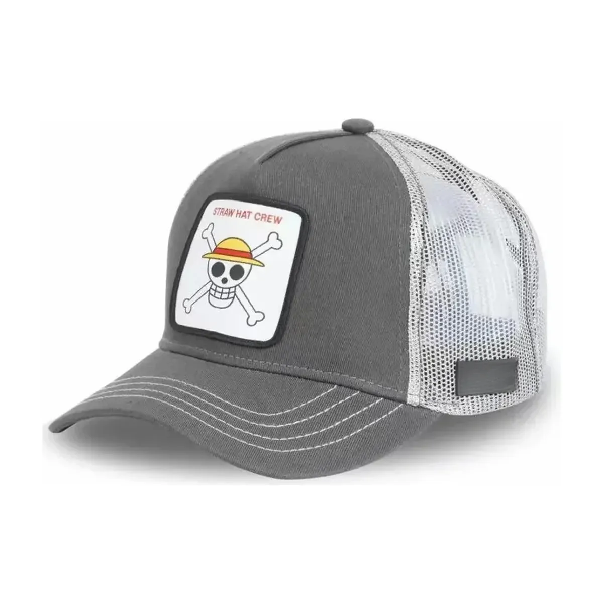 Gorra de béisbol de malla con sombrero de paja de Luffy, snapback – gris modelo 1