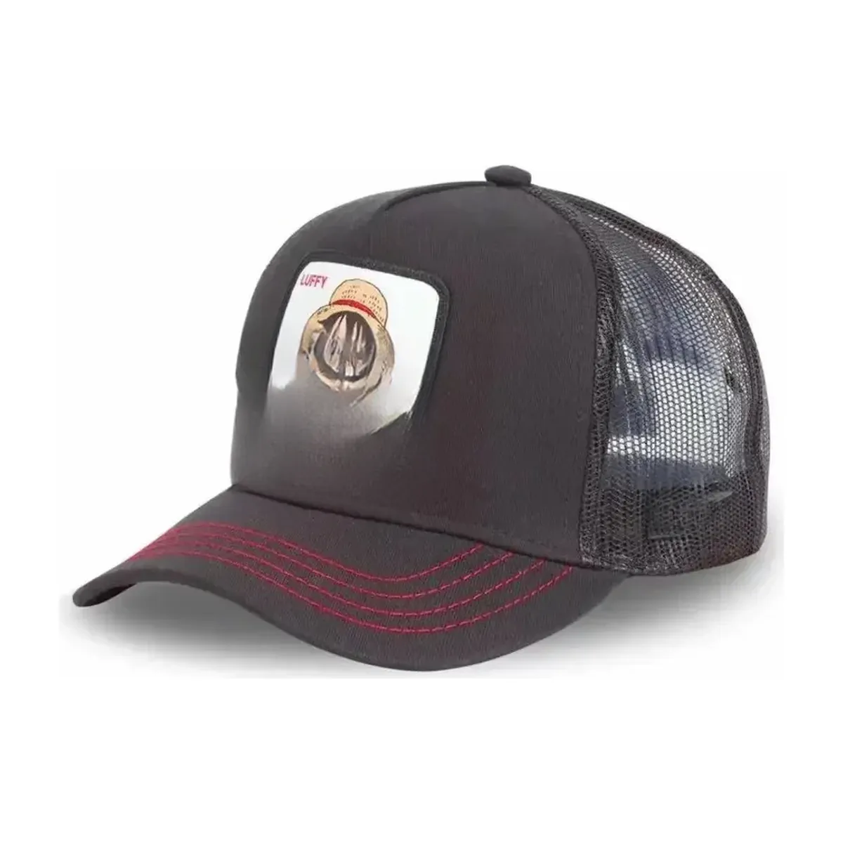 Gorra de béisbol de malla con sombrero de paja de Luffy, snapback – negro modelo 2